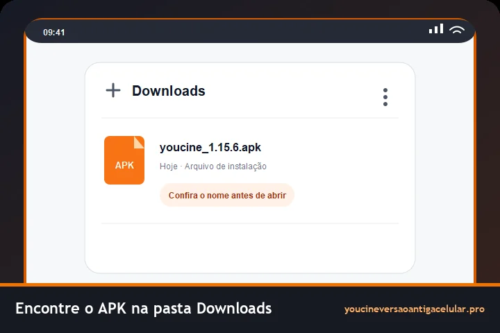 Arquivo APK localizado na pasta Downloads de um celular Android