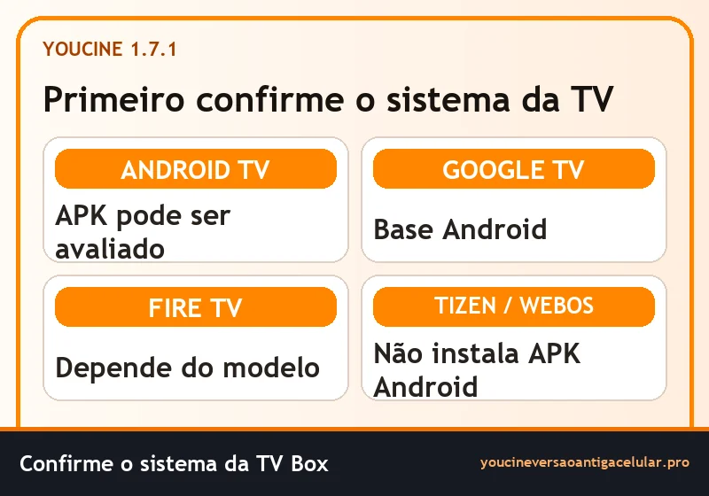 YouCine 1.7.1 APK para testar a navegação na TV Box 1 Comparação de sistemas de TV antes de instalar um APK Android